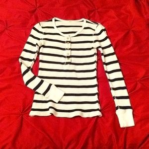 J. Crew cotton thermal striped henley top XS